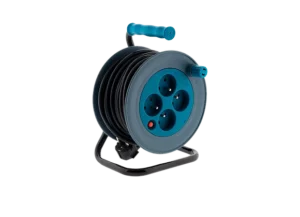 Touret Enrouleur avec 4 prises couleur Bleu Pétrole de 15m en location