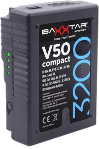 Batterie V-Lock Baxxtar 47Wh noire avec indicateur de charge led en location